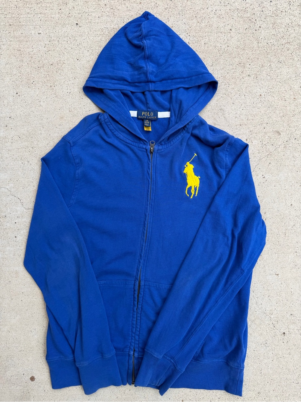 Polo Ralph Lauren Big Pony Boys Hoodie Royal Blue Full Zip Size L 14-16 - Picture 1 of 11